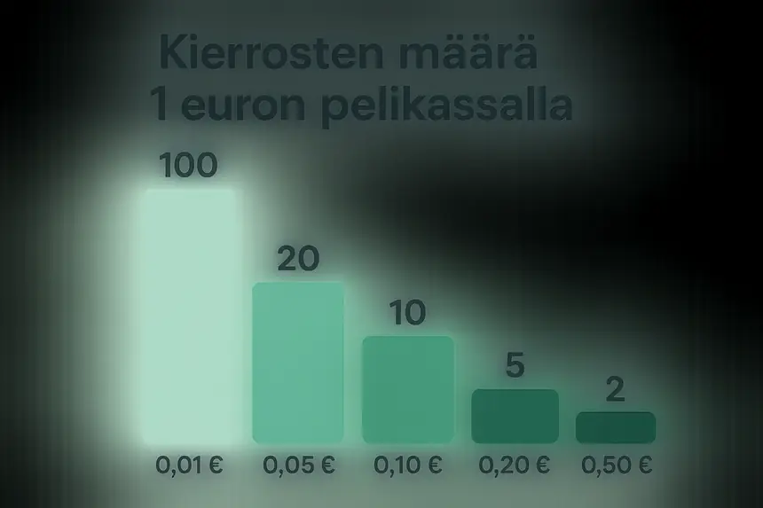 Pylväskaavio: kuinka monta kierrosta eurolla saa eri panoksilla
